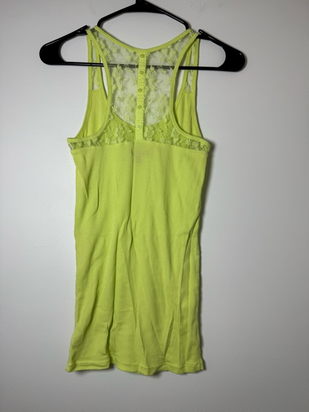 American Eagle Neon Green Lace Back Tank Top Womens Medium - Picture 2 of 3